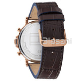 Tommy Hilfiger 1710418 Men's Brown Leather Strap Multifunction Blue Dial 46mm