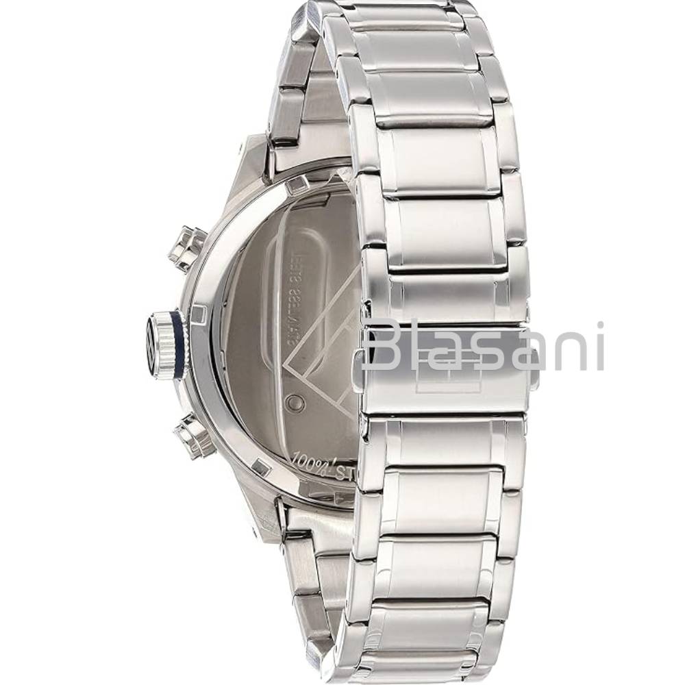 Tommy Hilfiger 1791053 Men's Silver Tone Blue Dial Steel Watch 46mm