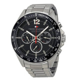 Tommy Hilfiger 1791104 Men's Silver Stainless Steel Black Dial Watch 46mm