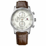 Tommy Hilfiger 1791400 Men's White Dial Brown Leather Watch 44mm