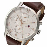 Tommy Hilfiger 1791400 Men's White Dial Brown Leather Watch 44mm