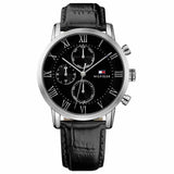 Tommy Hilfiger 1791401 Men's Black Dial Black Leather Watch 44mm