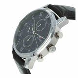 Tommy Hilfiger 1791401 Men's Black Dial Black Leather Watch 44mm