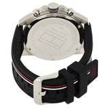 Tommy Hilfiger 1791473 Men's Silver Black Silicone Band Black Dial Watch 46mm