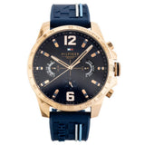 Tommy Hilfiger 1791474 Men's Rose Gold Blue Rubber Band Blue Dial Watch 46mm