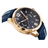 Tommy Hilfiger 1791474 Men's Rose Gold Blue Rubber Band Blue Dial Watch 46mm