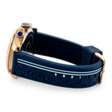 Tommy Hilfiger 1791474 Men's Rose Gold Blue Rubber Band Blue Dial Watch 46mm