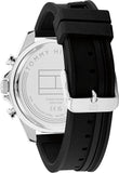 Tommy Hilfiger 1792082 Men's Silver Case Black Rubber Band Black Dial Watch 46mm