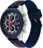 Tommy Hilfiger 1792083 Men's Silver Case Blue Rubber Band Blue Dial Watch 46mm