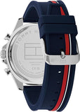 Tommy Hilfiger 1792083 Men's Silver Case Blue Rubber Band Blue Dial Watch 46mm