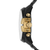 Diesel DZ4485 Mega Chief Men's Black Stainless Steel Gold Dial Chronograph Watch 59X51mm