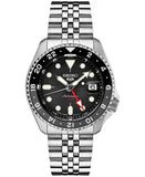 Seiko 5 SKX Automatic SSK001 GMT Sports Series Black Stainless Steel Watch 42.5mm