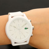 Lacoste Unisex L.12.12. 2010974 Chrono TR90 White Rubber Strap Watch 43mm