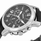 Fossil FS4812 Men's Grant Chronograph Black Leather Watch 44mm