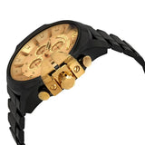 Diesel DZ4485 Mega Chief Men's Black Stainless Steel Gold Dial Chronograph Watch 59X51mm