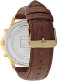 Tommy Hilfiger 1710631 Men's Watch Blown Leather Strap Multifunction Silver Dial 46mm