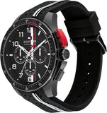 Tommy Hilfiger 1792168 Men's Black Case Black Rubber Band Black Dial Chrono Watch 46mm
