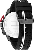 Tommy Hilfiger 1792168 Men's Black Case Black Rubber Band Black Dial Chrono Watch 46mm
