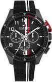 Tommy Hilfiger 1792168 Men's Black Case Black Rubber Band Black Dial Chrono Watch 46mm