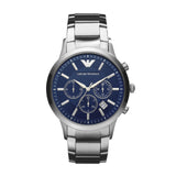 Emporio Armani AR2448 Men's Chronograph Blue Silver Stainless Steel Watch 43mm