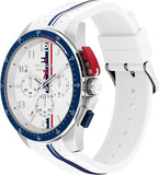 Tommy Hilfiger 1792169 Men's Silver Case White Rubber Band White Dial Chrono Watch 46mm