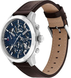 Tommy Hilfiger 1710476 Men's Black Leather Strap Multifunction Blue Dial 46mm