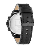 Tommy Hilfiger 1792062 Men's Black Leather Strap Multifunction Black Dial 46mm