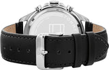 Tommy Hilfiger 1791964 Men's Black Leather Strap Multifunction Black Dial 46mm