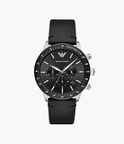 Emporio Armani AR11243 Men's Chronograph Black Stainless Steel Leather Watch 43mm