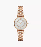 Emporio Armani AR1909 Women's Two-Hand Rose Gold Stainless Steel Watch 32mm