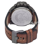 Diesel Original DZ4280 Mega Chief Men's White Brown Leather Strap Watch 51mm