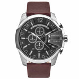 Diesel DZ4290 Mega Chief Men's Gray Brown Leather Japanese Quartz Watch 59x51mm