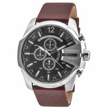 Diesel DZ4290 Mega Chief Men's Gray Brown Leather Japanese Quartz Watch 59x51mm