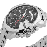 Diesel DZ4308 Mega Chief Men's Silver Stainless Steel Black Dial Chronograph Watch 59X51mm