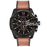 Diesel DZ4343 Mega Chief Men's Black Dial Brown Leather Quartz Watch 59x51mm