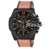 Diesel DZ4343 Mega Chief Men's Black Dial Brown Leather Quartz Watch 59x51mm