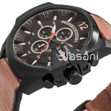 Diesel DZ4343 Mega Chief Men's Black Dial Brown Leather Quartz Watch 59x51mm