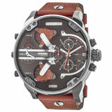 Diesel DZ7332 Mr Daddy 2.0 Chronograph Gunmetal Brown Leather Strap Watch 57mm