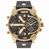 Diesel DZ7371 Mr Daddy 2.0 Chronograph Gold Case Black Leather Strap Watch 57mm