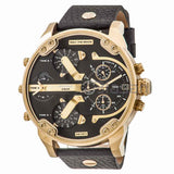 Diesel DZ7371 Mr Daddy 2.0 Chronograph Gold Case Black Leather Strap Watch 57mm