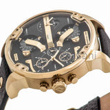 Diesel DZ7371 Mr Daddy 2.0 Chronograph Gold Case Black Leather Strap Watch 57mm