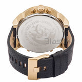 Diesel DZ7371 Mr Daddy 2.0 Chronograph Gold Case Black Leather Strap Watch 57mm