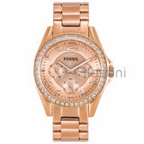 Fossil ES2811 Women's Riley Quartz Rose Gold Stainless Steel Watch 38mm