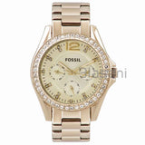 Fossil ES3203 Women's Riley Quartz Gold Stainless Steel Watch 38mm