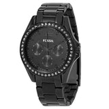 Fossil ES4519 Women's Riley Quartz Black Stainless Steel Watch 38mm