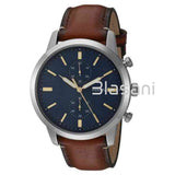 Fossil FS5304 Men's Minimalistic Stainless Stell Brown Leather Watch 44mm