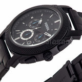 Fossil Original FS4552 Men's Machine Black Chronograph Leather Watch 45mm