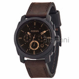 Fossil FS4656 Men's Machine Stainless Steel Brown Leather Watch 42mm
