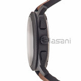 Fossil FS4656 Men's Machine Stainless Steel Brown Leather Watch 42mm