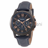 Fossil FS5061 Men's Grant Chronograph Blue Leather Watch 44mm